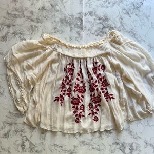 Abercrombie off the shoulder top with embroidery